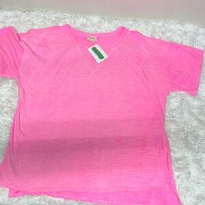 Peach Love California Bright Pink V-Neck Tee